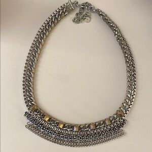 Stella & Dot Silver and Gold Statement Necklace